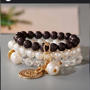 Boho Gold Brown Multi Stretch Bracelet Set